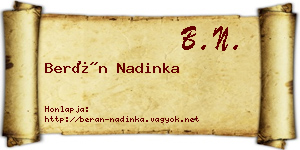 Berán Nadinka névjegykártya